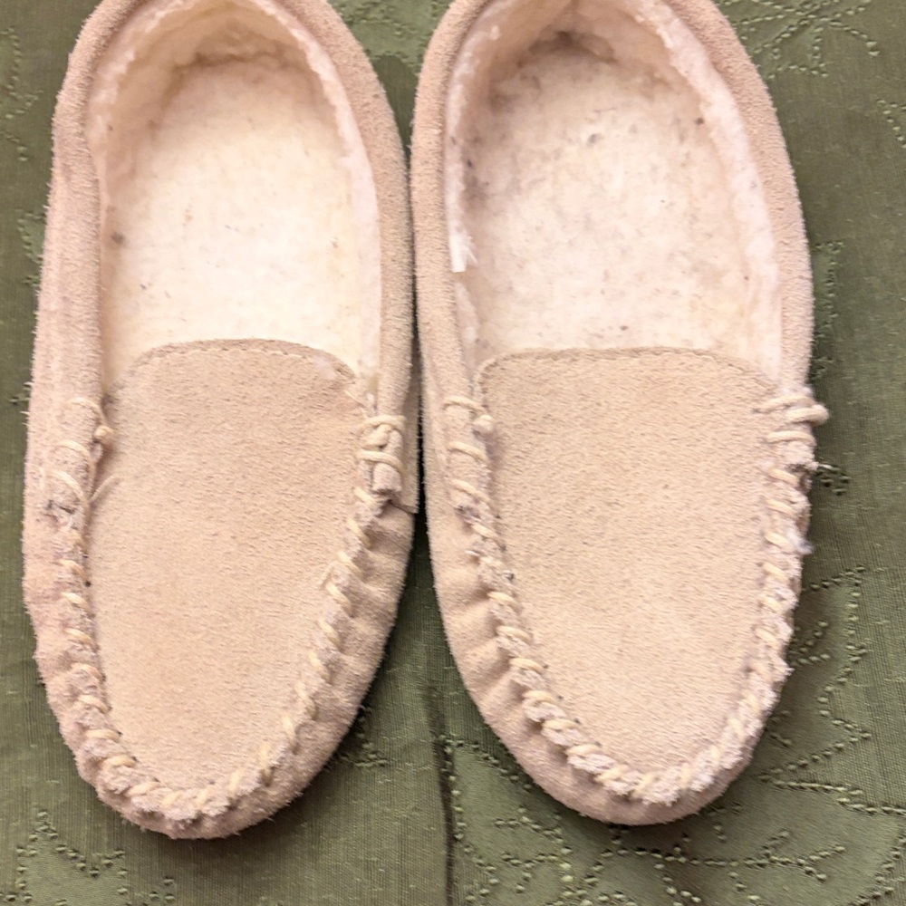 Cozy Beige Moccasin Slippers